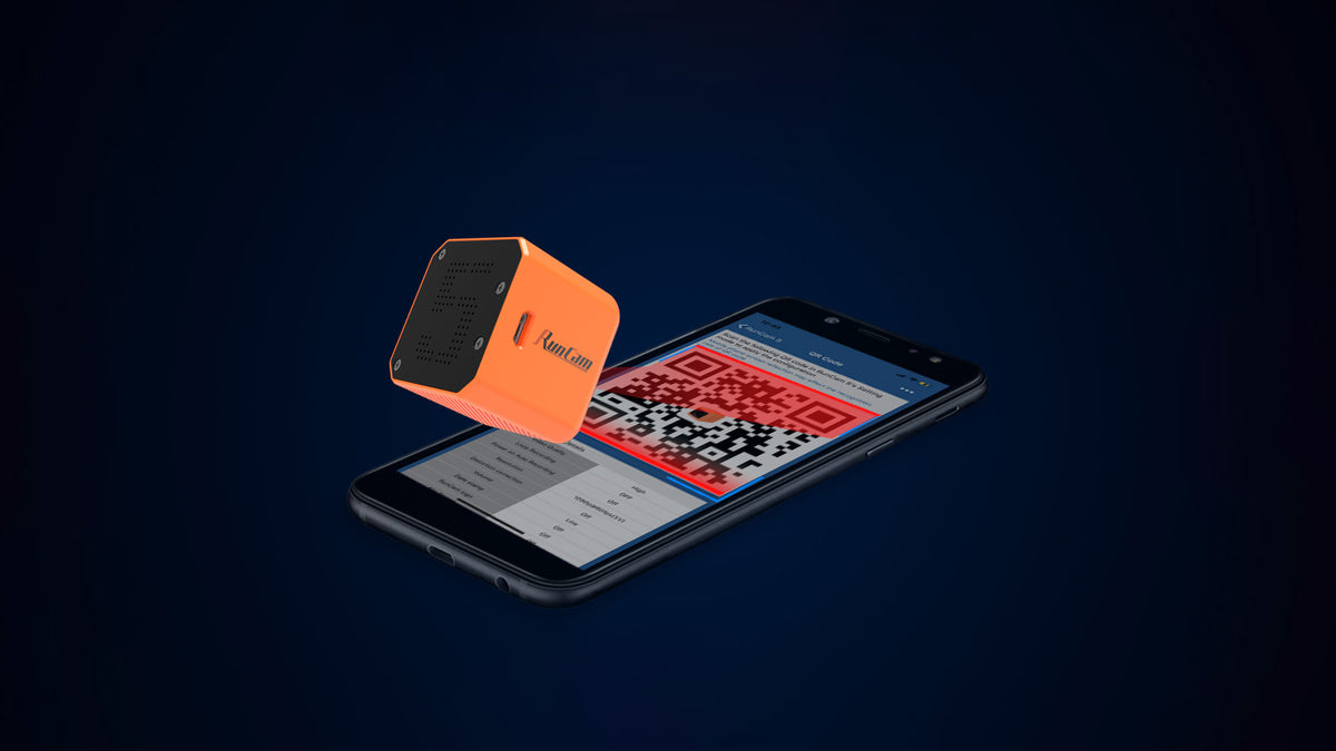 RunCam App QR code settings shown with the camera