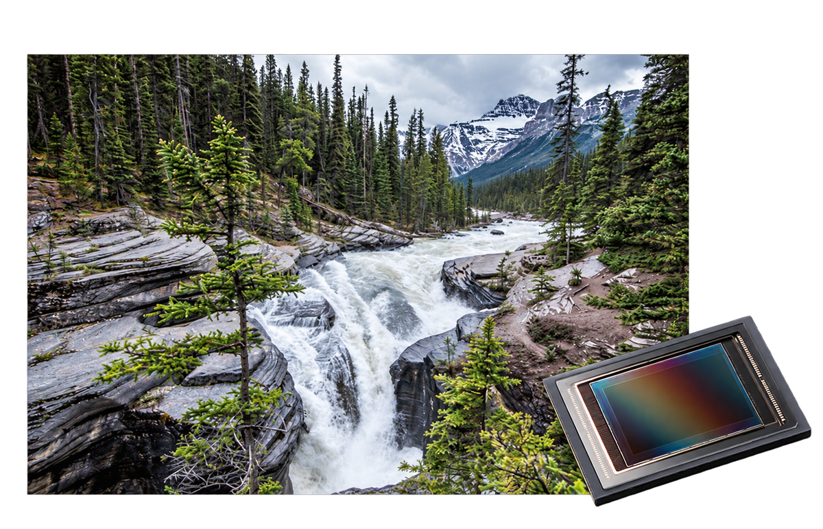 Waterfall landscape with image sensor